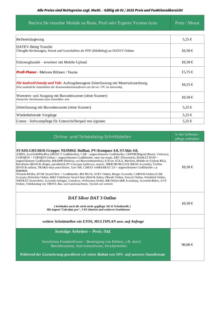 KFZMeisterV5 Online Preise 2025 v1 Seite 2